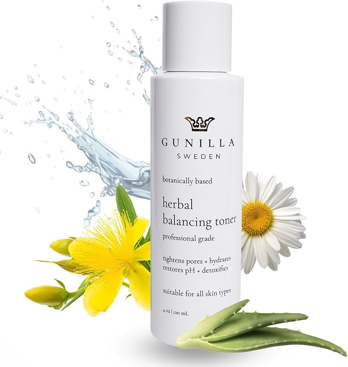 Gunilla Toner Herbal Skin Anti-Aging, Vegan, Soothing, Plant-Based, Antioxidant-Rich, Hydrating, Helps Soften Skin, Natural, Made in USA - 4 oz