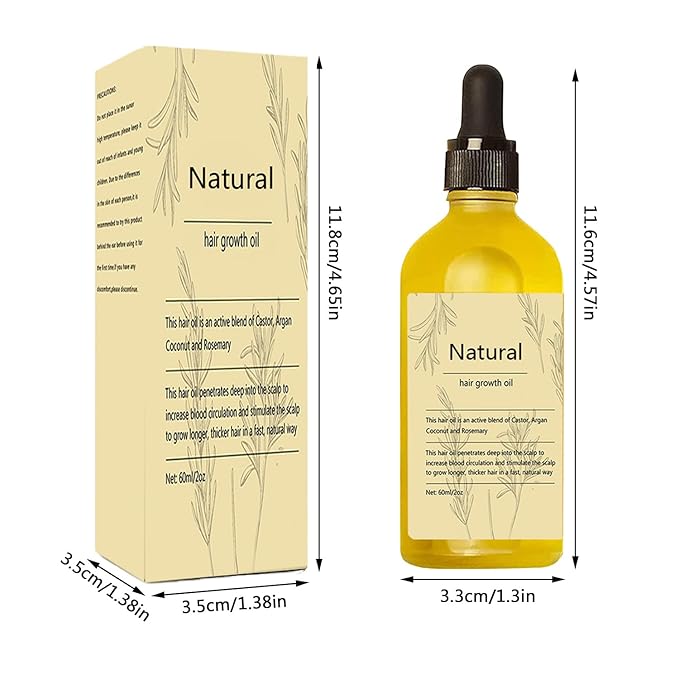 Natural Hair Growth Oil, 2 PCS Rosemary Oil for Hair Growth Organic, Hair for Dry Damaged Hair and Growth