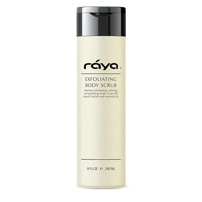 RAYA Exfoliating Body Scrub 8 oz (S-103) | Exfoliating, Refining, and Polishing Body Scrub | Made with Natural Loofah and Essential Oils | Relieves Ingrown Hairs