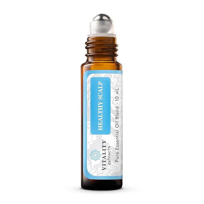 Vitality Extracts Healthy Scalp Essential Oil Blend - 10ml Roll-On, Cleanse, Hair Growth, Amla Oil, Ayurvedic, Hair Repair, Strengthening