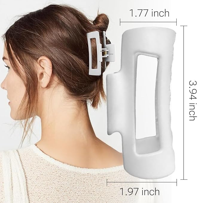 Silicone Hair Clips, Cloud Hair Pins for Women, 3.9 inch Soft Hair Claw Clip for Thick/Fine/Thin/Curly Hairstyle, White 2 Pack