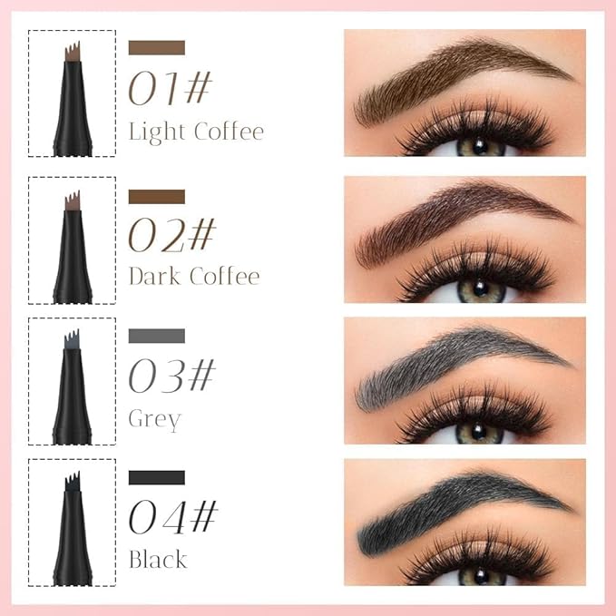 2025 Premium Microblading Eyebrow Pen, Waterproof Eyebrow Pencil, Eye Brow Pen with 4 Tip, Natural Magic Eyebrow Makeup Fine Stroke Contouring Pencil Long-Lasting Stay on All Day (Gray)