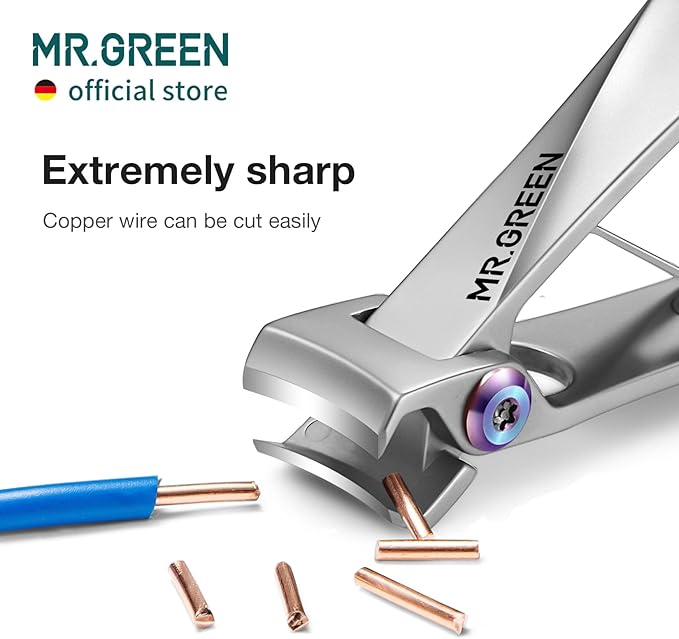 MR.GREEN Nail Clippers Wide Jaw Opening Stainless Steel Fingernail Clipper Thick Hard Toenail Cutter Manicure Scissors Tools (Nail Clipper (Medium))