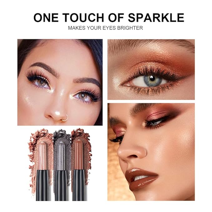 Blue Eyeshadow Stick Makeup, Cream Shimmer Eye Shadow Pencil, Hypoallergenic Waterproof Long Lasting Crayon, Smooth Glitter Primer Palette Eyeliner Make up
