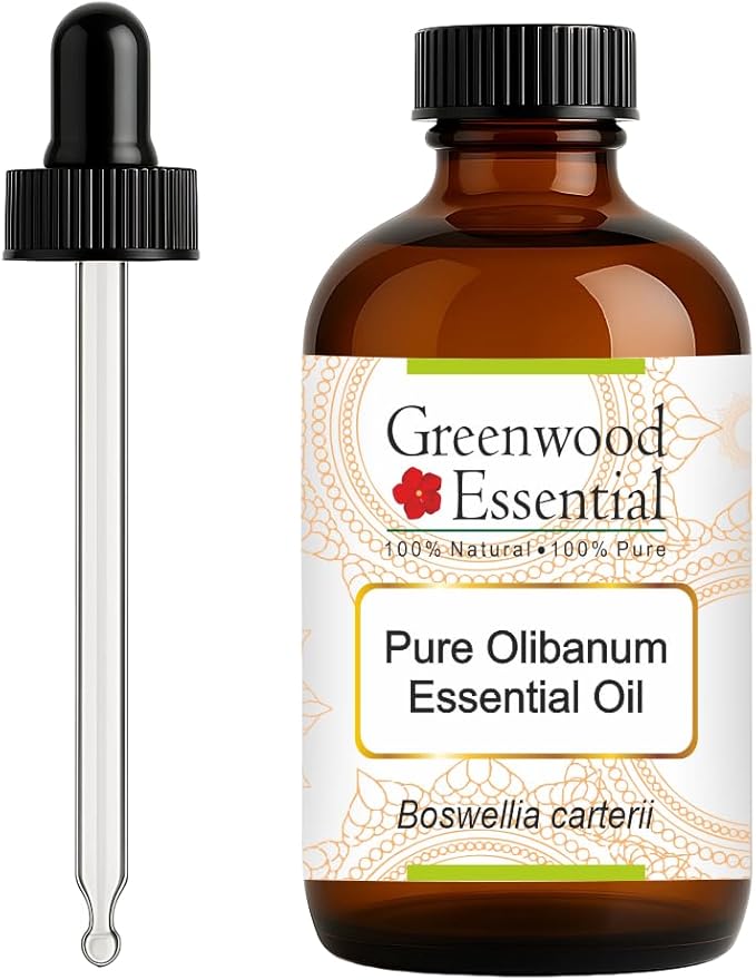 Greenwood Essential Pure Olibanum Essential Oil (Boswellia carterii) with Glass Dropper Steam Distilled 120ml (4 oz)