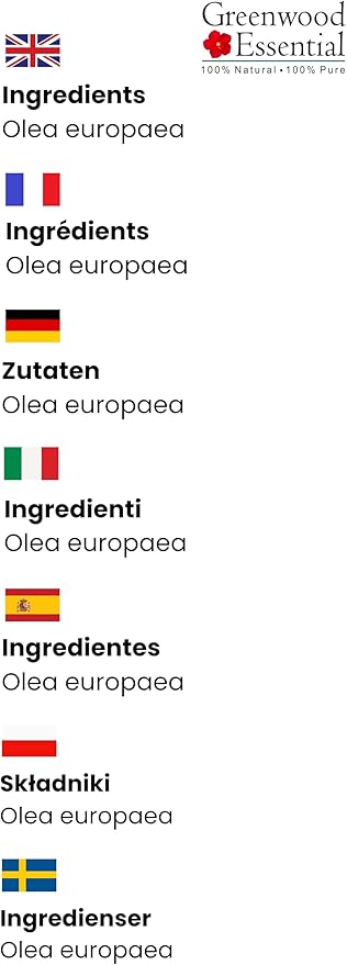 Greenwood Essential Pure Olive Oil (Olea europaea) Cold Pressed 10ml (0.33 oz)
