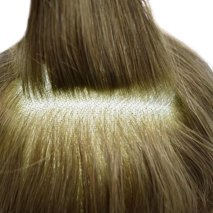 FACE MIRACLE Hair System for Men French Lace Mens Toupee Human Hair Replacement System Lace with PU Toupee for Men Male Hair Piece Wigs 7"X9" 7# VERY LIGHT BROWN
