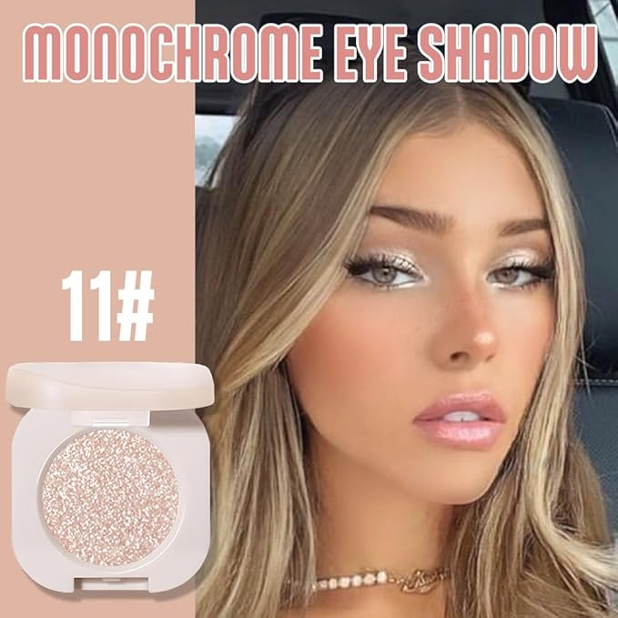 2Pcs Glitter Shimmer Sparkle Eyeshadow Palette Makeup For Mature Women, Light Brown Pearl White Glitter Shimmer Metallic Holographic Multichrome Cream Iridescent Single Monochrome Eye Shadow Makeup