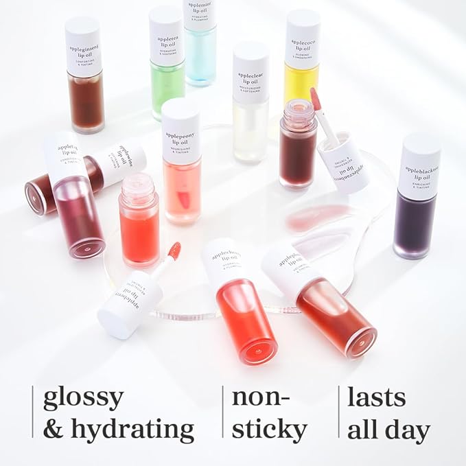 NOONI Korean Lip Oil - Applewine | Long-Lasting, Moisturizing, Plumping, Revitalizing for Dry Lips, Waterproof, No Peel Off, Hydrating, Stocking Stuffers, Gifts For Women, 0.12 FL Oz