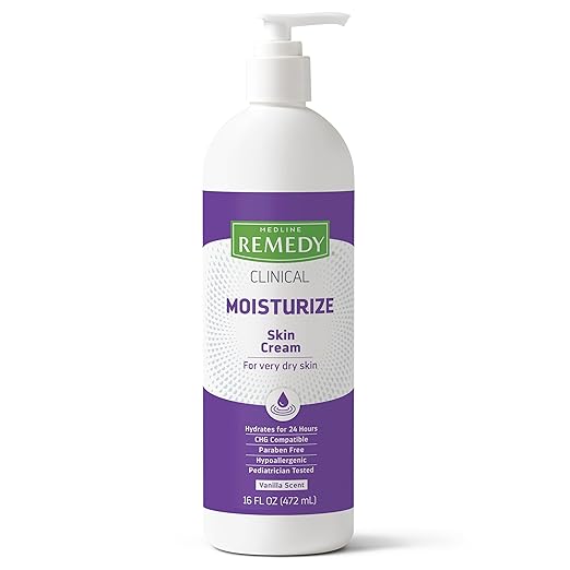 Medline Remedy Clinical Skin Cream, Vanilla Scent (16 fl oz), Moisturizing Face and Body Cream for All Ages, Paraben & Sulfate Free, Quick Absorbent Formula, Hypoallergenic Skin Moisturizer