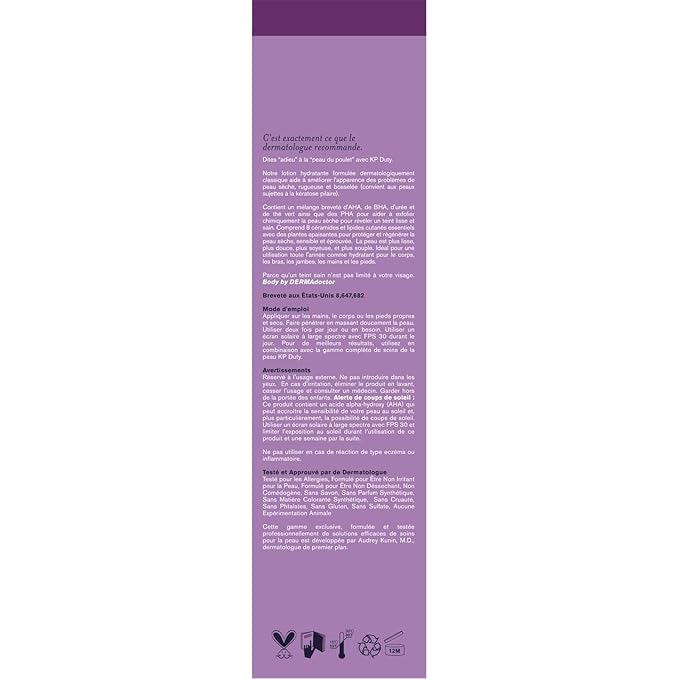 DERMAdoctor: KP Duty Moisturizing Lotion | Dermatologist Formulated Body Cream for Keratosis Pilaris | Smooth Dry, Rough, Bumpy, Chicken Skin | Hydrates & Softens | 10% AHAs + PHAs | (8 oz)
