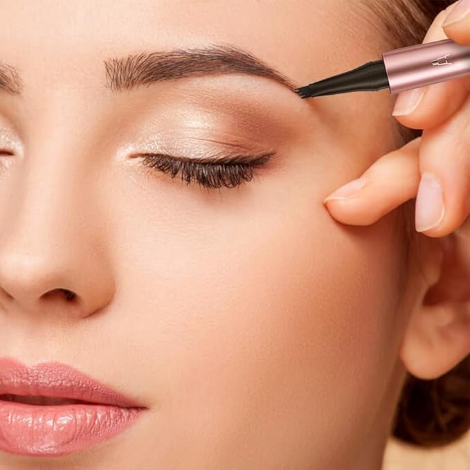 2025 Premium Microblading Eyebrow Pen, Waterproof Eyebrow Pencil, Eye Brow Pen with 4 Tip, Natural Magic Eyebrow Makeup Fine Stroke Contouring Pencil Long-Lasting Stay on All Day (Dark Brown)