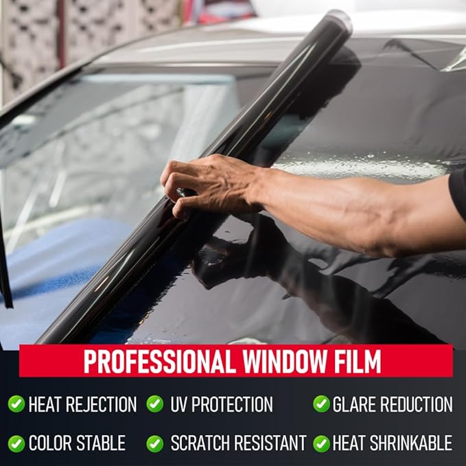 United Window Tint 36" in 100'Ft Nano Carbon Film 2Ply Charcoal 15% VLT - Clear PET Privacy Window Tint for Car, Home, Blocks UV/IR Rays, Reduce Heat & Glare- Adhesive Film - Lifetime Color Stability