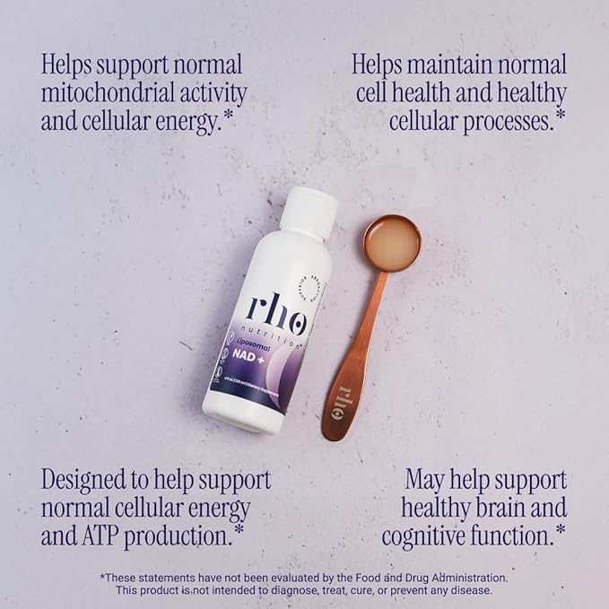 Rho Nutrition Liposomal NAD+ – Liquid Supplement Designed to Help Support Absorption – Active Form of NAD+ Helps Support Normal Cellular Health, Healthy Aging, Energy Metabolism & Vitality – 3 Pack