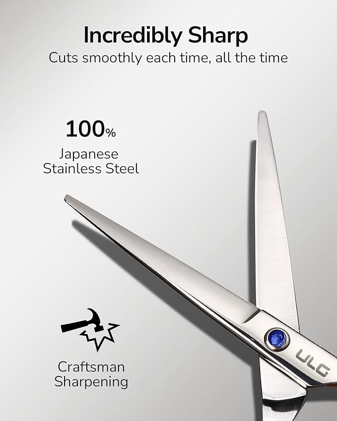 ULG Hair Cutting Scissors, Professional Hair Scissors 6.5 inch Right-Hand Razor Edge Barber Shears with Comb Salon Hair Cutting Shears Made of Japanese Stainless Steel, Hand Sharpened