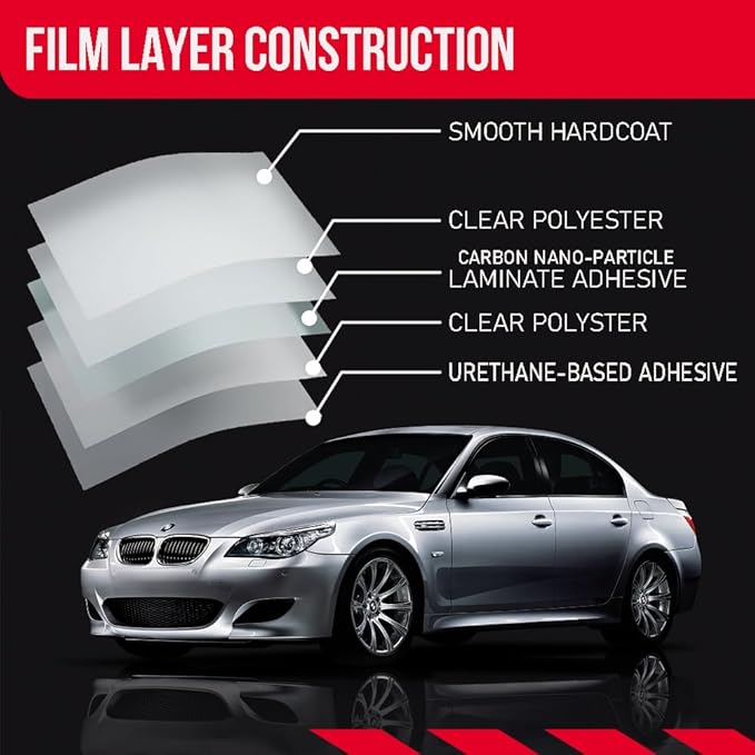 United Window Tint Car Film 24" in x 100'Ft MAX Nano Carbon Film 2Ply 15% VLT - Clear Polyester Privacy Window Tint Blocks UV/IR Rays, Heat & Glare- Laminate Adhesive with Lifetime Color Stability…