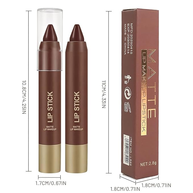 Matte Lipstick Crayon for Women, Maroon 24 Hour Lipstick Lip Liner Pencil, Neutral Lip Stick Lipliner Long Lasting Waterproof Smudge Proof, Vegan & Cruelty-Free, 04