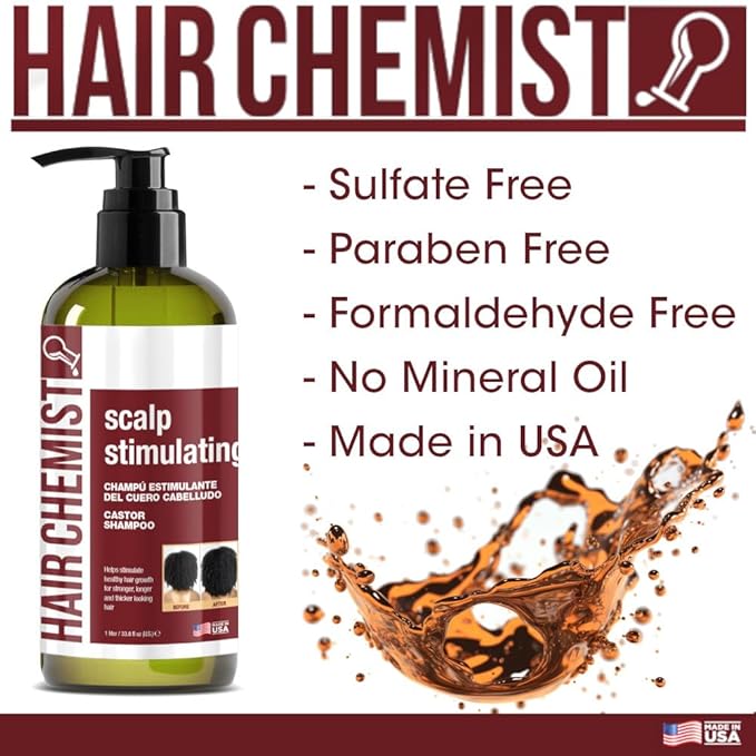Hair Chemist Scalp Stimulating Castor Oil Shampoo 33.8 oz. - Castor Oil Hair Shampoo