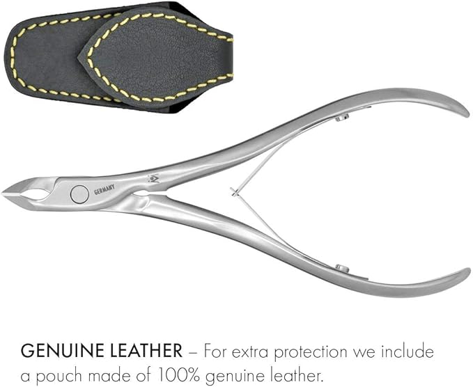 GERMANIKURE Standard Professional Cuticle Trimmer - 1/4 Quarter Jaw Nipper - Ethically Made in Germany - FINOX Stainless Steel Sharp Cuticle Remover in Leather Case – Manicure Tool, r173, 3mm