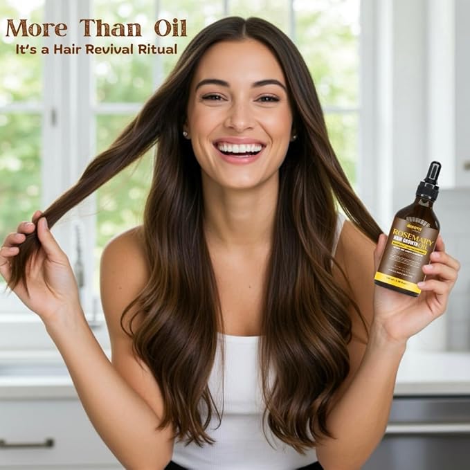 Rosemary Oil For Hair Growth (3.4 Fl Oz) Infused With Biotin, Vitamin E, Almond Oil & Coconut - Hair Strengthening, Nourishing & Volumizing