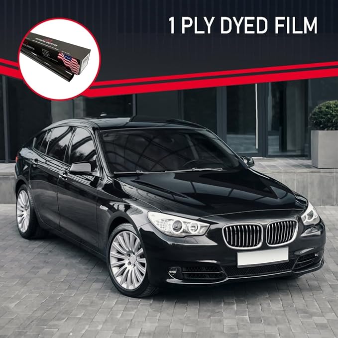United Window Tint Universal Black 20% VLT 40" in (Width) x 100'Ft Standard Dyed 1Ply Film Black Color - Privacy Window Film for Car, Home, Blocks UV/IR Rays, Reduce Heat & Glare Adhesive Window Film