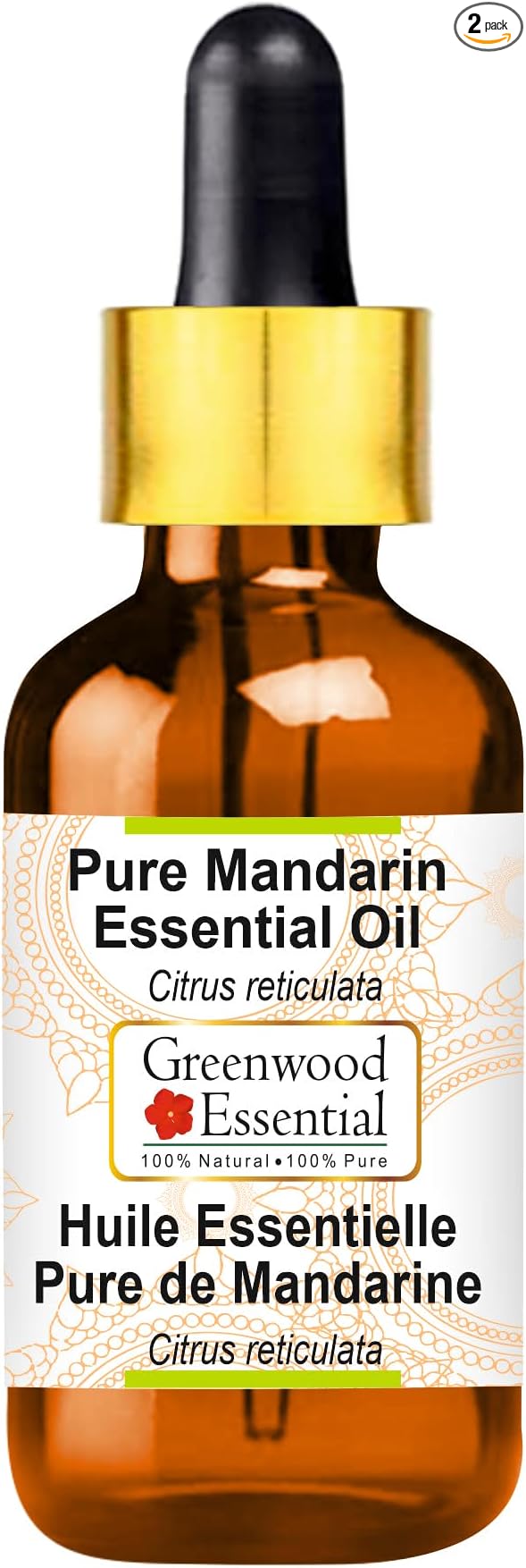 Greenwood Essential Pure Mandarin Essential Oil (Citrus reticulata) with Glass Dropper Steam Distilled 50ml (1.69 oz)