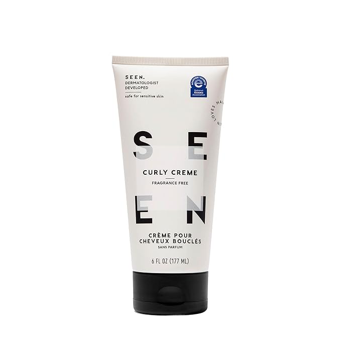 SEEN Curly Creme, Fragrance Free - Non-Comedogenic & Sulfate Free Curl Defining Styling Hair Cream- Anti Frizz- Heat Protectant- Safe for Sensitive Skin