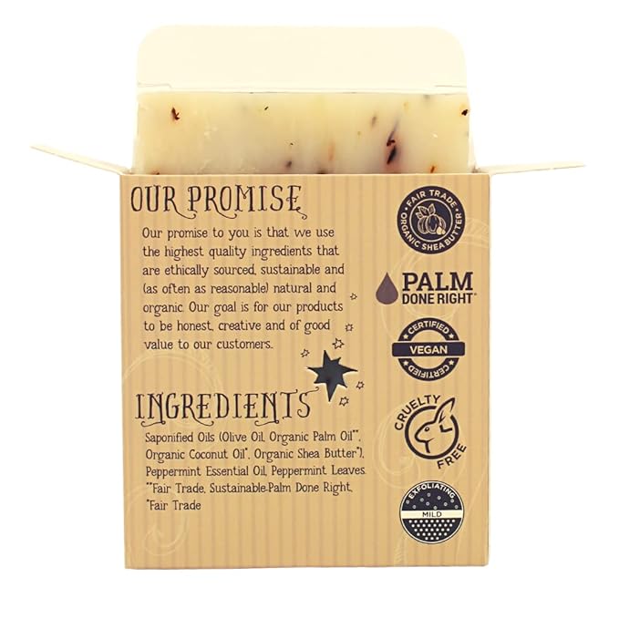 Organic Peppermint Bar Soap - Gentle Cleansing for Sensitive Skin, Herbal and Mint - 3 Pack