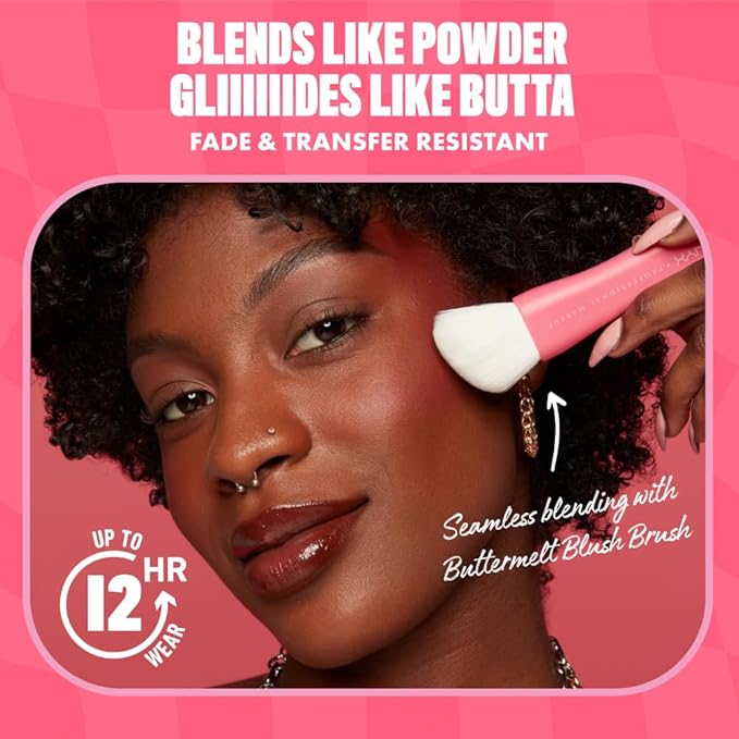 NYX PROFESSIONAL MAKEUP Buttermelt Powder Blush, Fade and Transfer-Resistant Blush, Up to 12HR Make Up Wear, Vegan Formula - My Butta Half