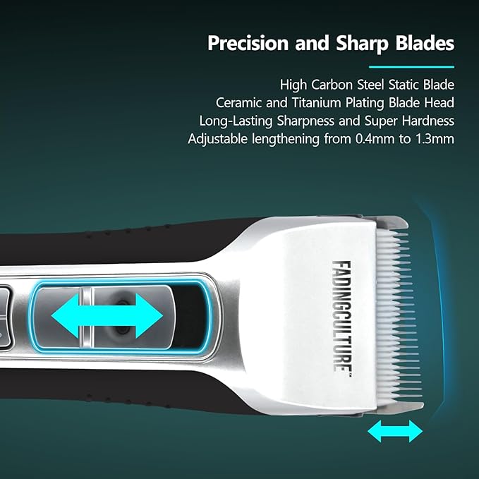 The Fadify 2.0 Cordless Hair Clippers for Men, 7000RPM Professional Barber Clippers Detachable Inclined Blade, Mens Hair Clippers Fading Culture Hair Trimmer Cutting Kit Rechargeable LCD Men Boy Gift