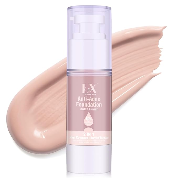 Acne-serum Foundation with Salicylic Acid & Vitamin E, Sensitive Skin Foundation Vegan & Non-Comedogenic for Acne Prone Skin Care, 106 Light