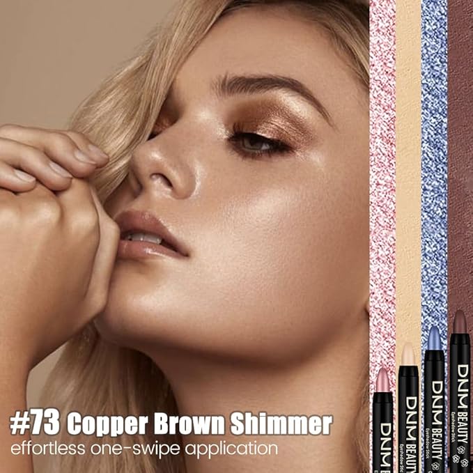 Kaely Cream Eye Shadow Sticks, Copper Brown Shimmer Eyeliner Pencil Eyeshadow Palette Makeup, Eye Highlighter Brightener Stick for Older Women Waterproof Pigmented, sombras para ojos, New-73
