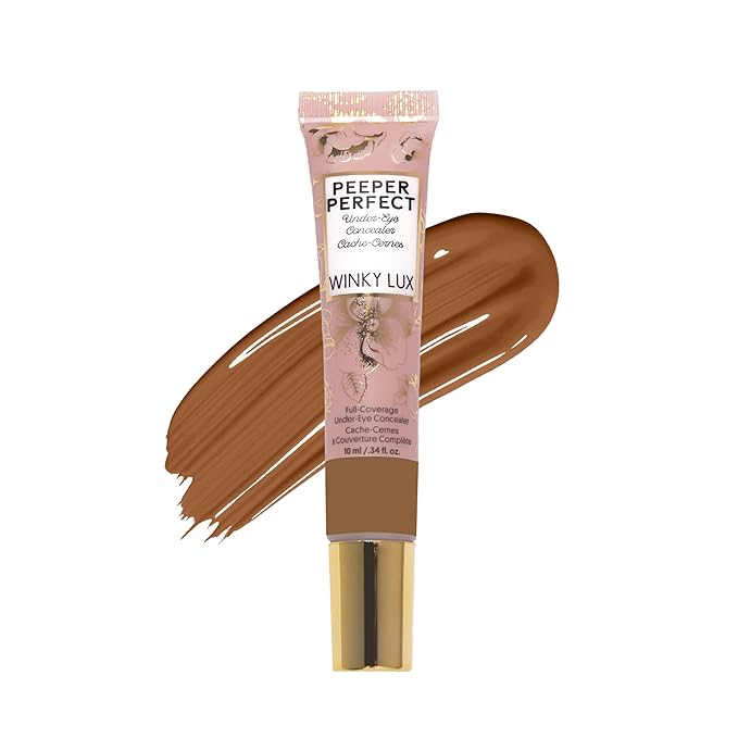 Winky Lux Peeper Perfect Under Eye Concealer, Makeup & Eye Brightener, Full Coverage Concealer for Dark Circles, Color Corrector & Eye Primer, With Collagen, Hyaluronic Acid & Vitamin E (Deep Plus)