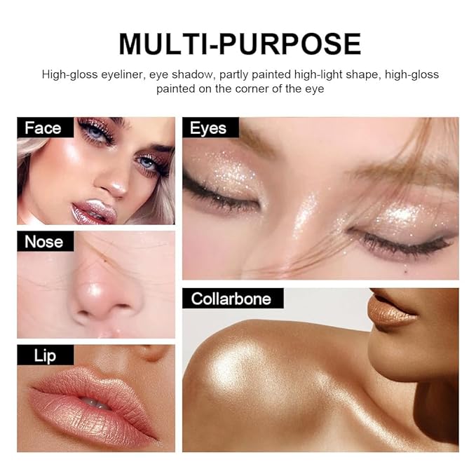 Eyeshadow Stick Makeup, Waterproof Hypoallergenic Long Lasting Cream Eye Shadow Pencil, Highlighter Matte Crayon eyes liner, Glitter Primer Palette Shimmer Eyeliner Pen, Champagne Shimmer