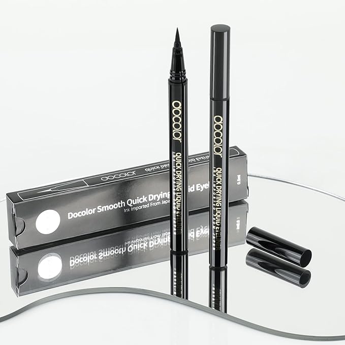 docolor Eyeliner, 2PCS Black Liquid Eyeliner Waterproof Eye Liner Pen Super Slim Precise All Day Black Eye Pencils Professional Makeup Liquid Eye Liner Pencil for Women
