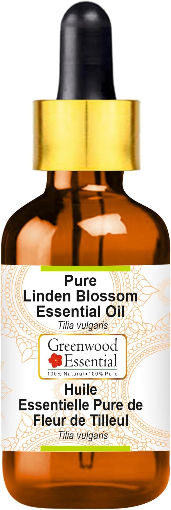 Greenwood Essential Linden Blossom Essential Oil (Tilia vulgaris) with Glass Dropper | Pure | Non-Sticky | Non-Greasy | Lightweight | Men & Women | All Skin Types | Steam Distilled 10ml (0.33 oz)