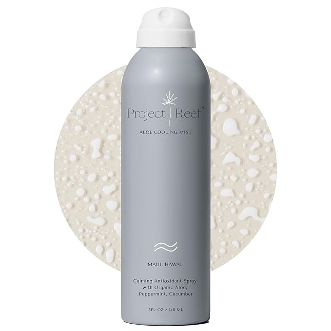 Project Reef Non-Aerosol Aloe Cooling Mist – Vegan, Ocean Friendly & Hydrating After-Sun Spray with Organic Aloe Vera, Peppermint & Cucumber – Natural Sunburn Relief & Daily Skin Refreshment, 5 fl oz