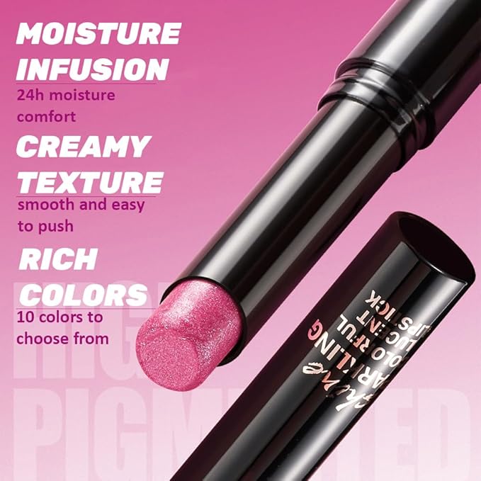 Mauve Pink Metallic Lipstick for Women,Lightweight Comfortable Non-Drying Shimmer Frosted Lipstick,Glitter Lip Gloss Stain Long Lasting Waterproof Smudge Proof 24 Hour Full Coverage Lip Makeup,Vegan