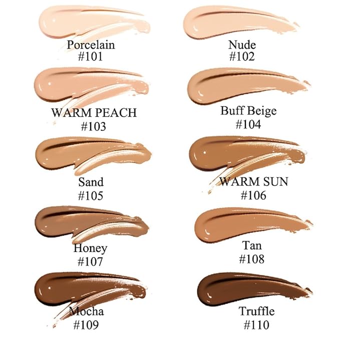 2 Pack PHOERA Foundation,Full Coverage Concealer Flawless Soft Matte 24HR Oil Control Liquid Foundation Makeup .(104 Buff Beige）