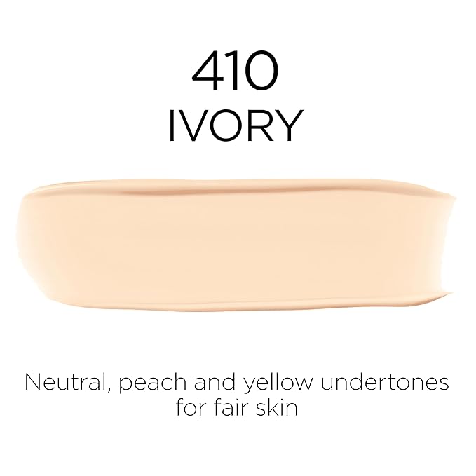 L'Oreal Paris Makeup Infallible Up to 32 Hour Fresh Wear Lightweight Foundation, 410 Ivory, 1 Fl Oz, Packaging May Vary