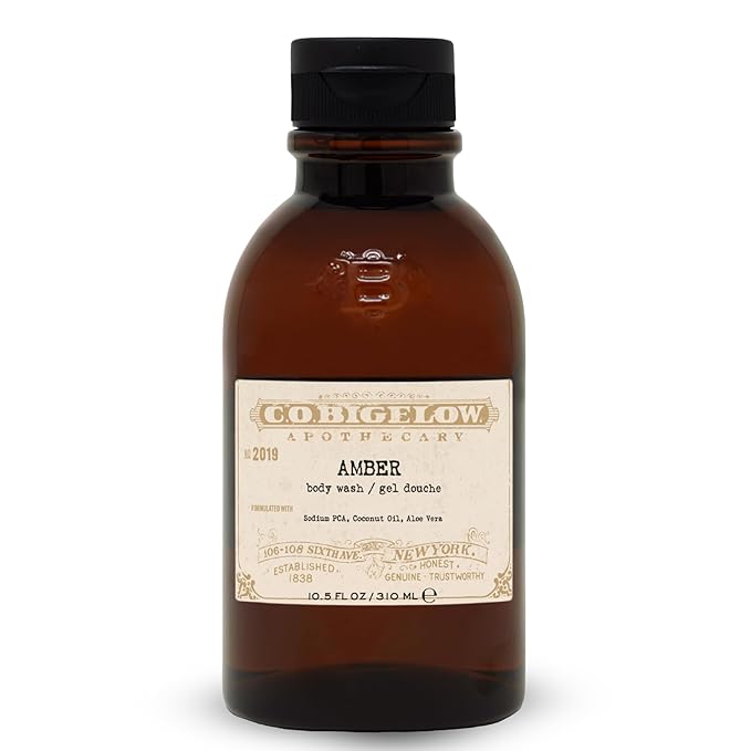 C.O. Bigelow Iconic Collection Amber Body Wash, Scented Shower Gel with Coconut Oil and Aloe Vera, 10.5 fl oz