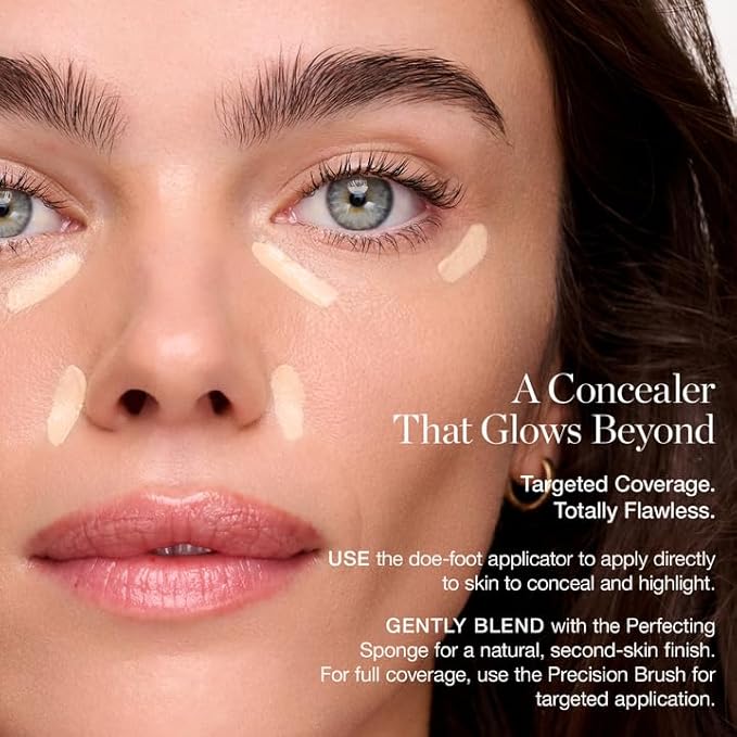 Ogee Complexion Perfecting Under Eye Concealer - Certified Organic Full Coverage Concealer - Buildable Coverage - HAZEL 2.90N - Light (Golden Undertones)