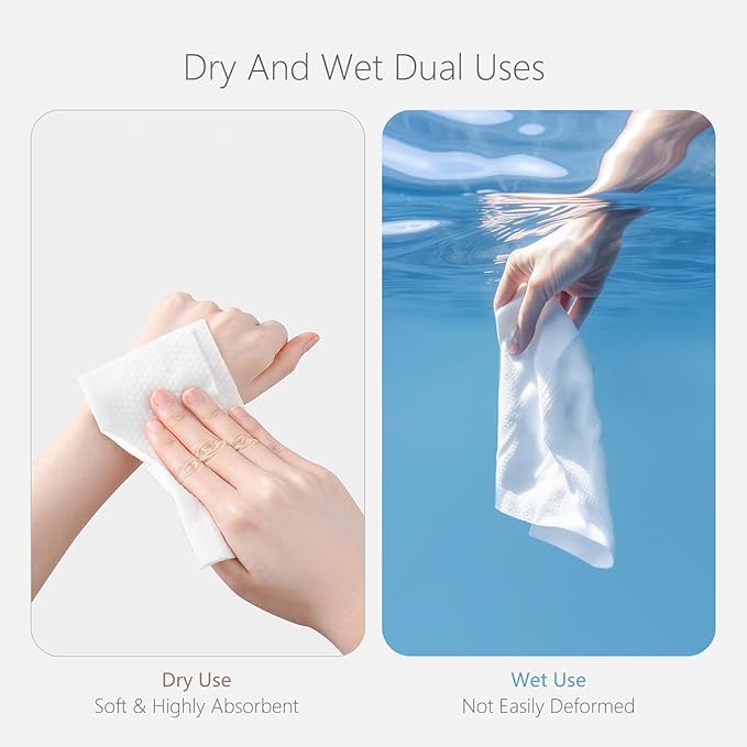 Disposable Cotton Facial Towels, 600 Count Biodegradable Soft Dry Facial Tissue, Face Drying Towels for Skin Care, Makeup Remover, Disposable Face Cloths