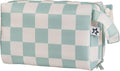 Tiny Twinkle Waterproof Travel Toiletry & Makeup Bag Organizer | Large Capacity Cosmetic Case with Compartments & Handle, A Thoughtful Travel Companion for Women（Sage Checkers