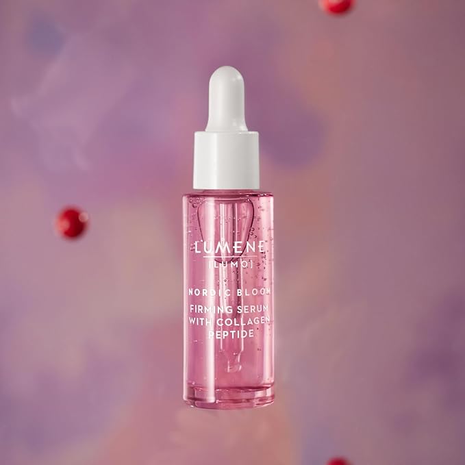 Lumene [Lumo] Vegan Collagen Face Serum - Firming Peptide Serum Formulated with Hyaluronic Acid for Smoother, Plump-Looking Skin - Helps to Reduce the Appearance of Fine Lines + Wrinkles (1 fl oz)