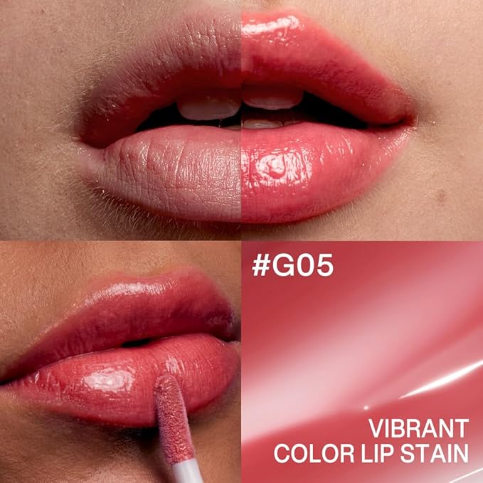 INTO YOU Lip Stain Long Lasting, Lip Gloss, Lip Tint, Lip Plumper Gloss, Glitter Lip Gloss, Liquid Lipstick, Vivid Color, Smudge-Proof, Lightweight, Naturally Moisturizing, Lip Oil For Dry Lips (G05)