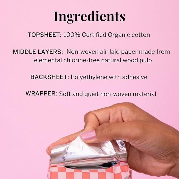 Pixie Organic Cotton Postpartum Pads for Women - Extra Heavy Absorbency with Wings - Leak-Proof, Hypoallergenic & Unscented for Feminine Care - Compostable, Biodegradable - 12 Count