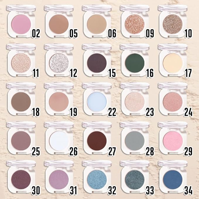 Pear White Shimmer Single Eyeshadow Makeup, Neutral Powde Eye Shadow for Women, Sparkly Pearl Glitter Singles Eyeshadow Palette Pigmented Waterproof, sombras para ojos, Girls Eyeshadows Gift 23