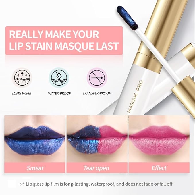 Lip Liner - Peel Off Lip Stain | Long Lasting Matte Lip Tattoo | Transfer Proof, Hydrating Formula with Hyaluronic Acid & Vitamin E | Vegan & Cruelty-Free | for All Skin Types(3#Rosy Red)