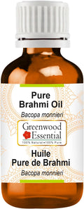 Greenwood Essential Pure Brahmi Oil (Bacopa monnieri) Premium Therapeutic Grade for Hair, Skin & Aromatherapy 30ml (1 oz)